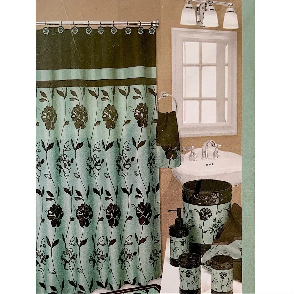 Shower Curtain Blue Chocolate Fabric “Cabella” by Popular Bath 70 x 72 in